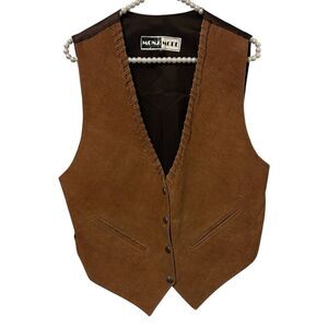 Mona Mode Vintage 70's Suede Vest  Leather Western Brown Medium Festival Boho So